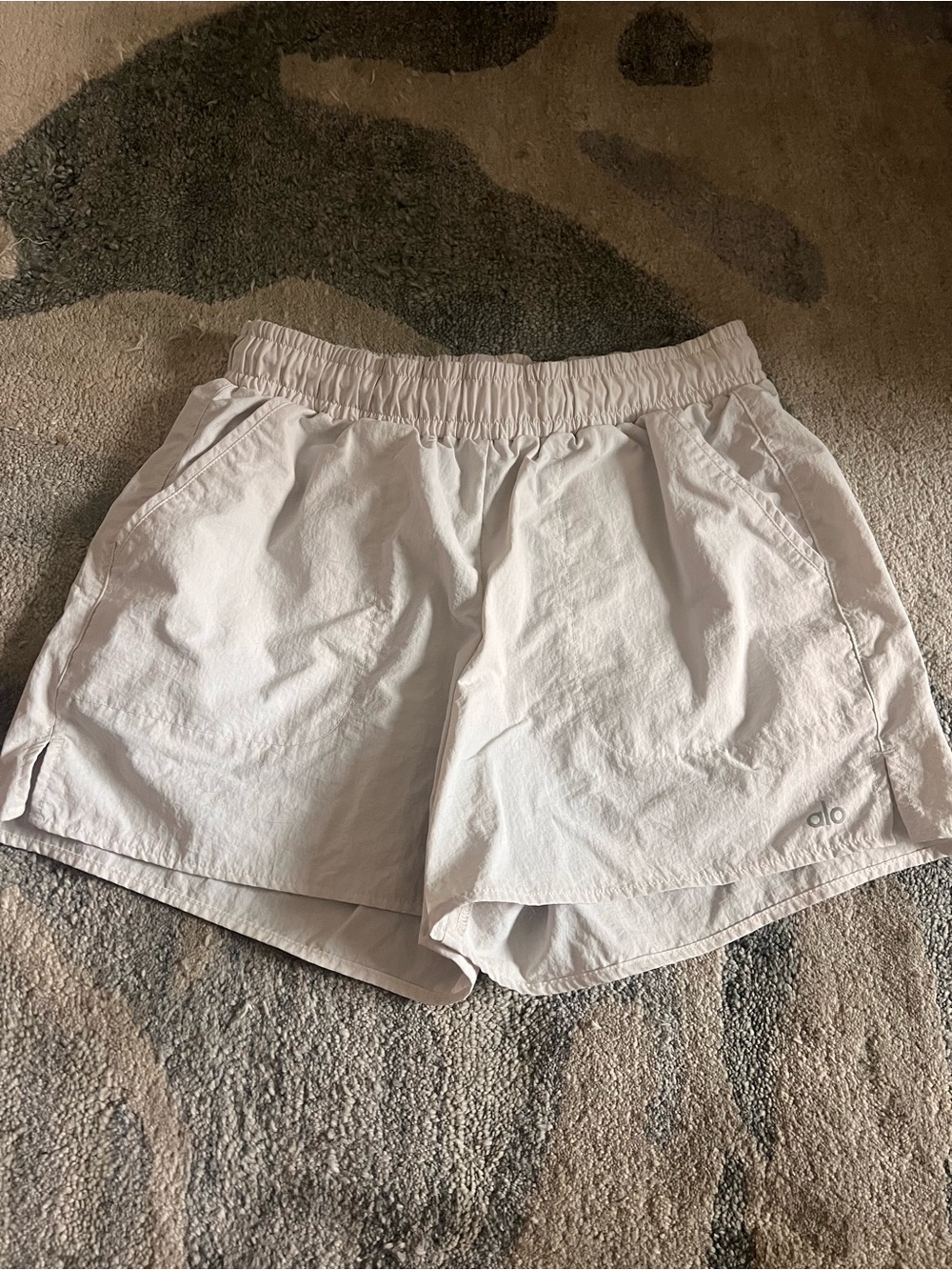 ALO Yoga Women's White Athletic Shorts with Elastic Waistband